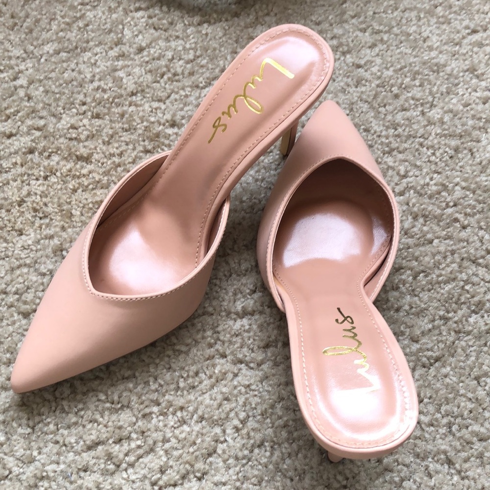 Nude mule heel sandal
